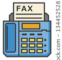 Illustration of a fax machine used for sending data and text for work 134452528