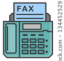Illustration of a fax machine used for sending data and text for work 134452529