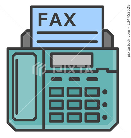 Illustration of a fax machine used for sending data and text for work Illustration of a fax machine used for sending data and text for work 134452529