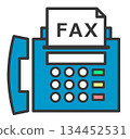 Illustration of a fax machine used for sending data and text for work 134452531