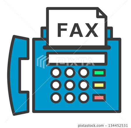 Illustration of a fax machine used for sending data and text for work Illustration of a fax machine used for sending data and text for work 134452531