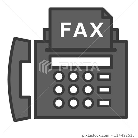 Illustration of a fax machine used for sending data and text for work 134452533