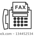 Illustration of a fax machine used for sending data and text for work 134452534
