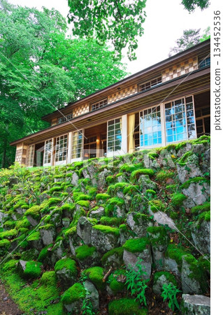 Summer in Oku-Nikko: The Italian Embassy Villa on the shores of Lake Chuzenji in the deep green of the mountains 134452536