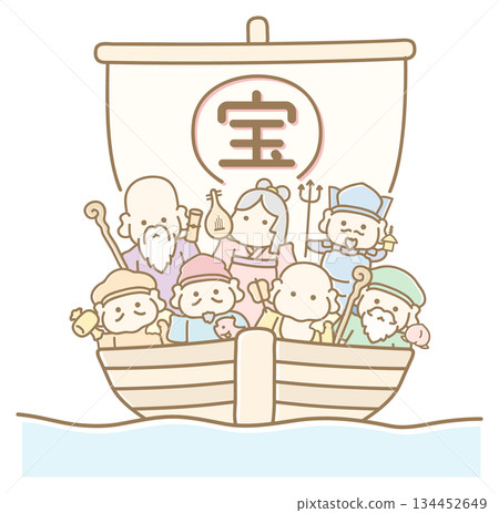 Seven Lucky Gods and Treasure Ship Pastel Colors Seven Lucky Gods and Treasure Ship Pastel Colors 134452649