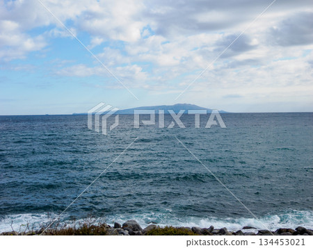 Izu Oshima floating in the train window Between the sea and the journey Izu Oshima from the Train Win 134453021