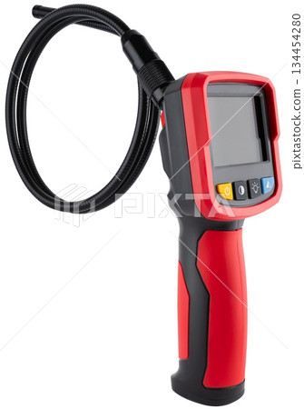 Video endoscope with a camera at the end of the probe and a large screen for equipment diagnostics. 134454280