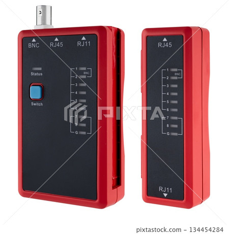 Universal LAN cable tester with support for RJ45, RJ11, and BNC connectors included. 134454284