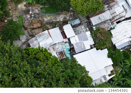 High angle view of squatter houses in rural in Hong Kong. Rural scene and living scene. 134454391
