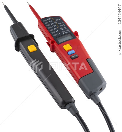 Multifunctional voltage tester with digital display, phase indication, and voltage detection. 134454447