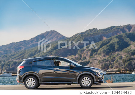 駕駛汽車的一個少婦 駕駛汽車的一個少婦 134454483