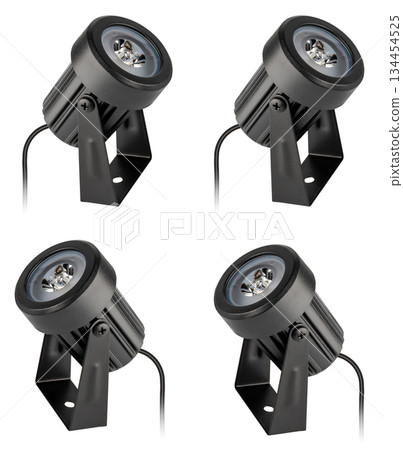 Garden lanterns with solar panel and battery, autonomous lighting, on a white background in isolation 134454525
