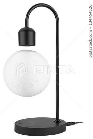 The levitating Luna lamp hovers above its base, creating soft decorative lighting. 134454526