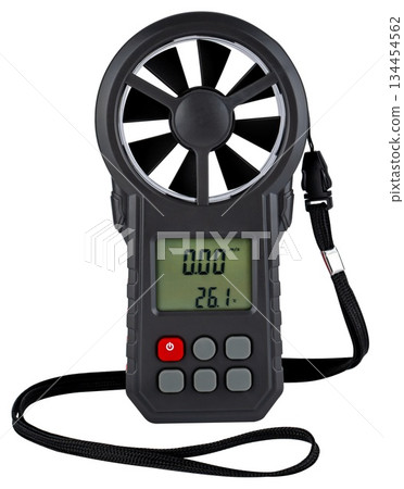 Portable anemometer-thermometer with extendable telescopic handle and backlit screen. Portable anemometer-thermometer with extendable telescopic handle and backlit screen. 134454562