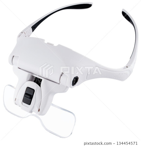 Binocular magnifying glasses with lighting for precise soldering of small electronic components. Binocular magnifying glasses with lighting for precise soldering of small electronic components. 134454571