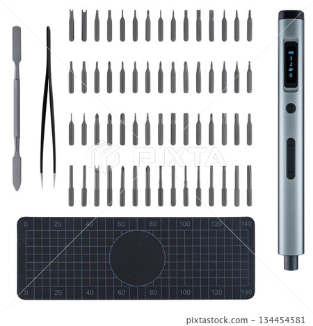 Portable tool for assembly, repair and maintenance of equipment. On a white background Portable tool for assembly, repair and maintenance of equipment. On a white background 134454581