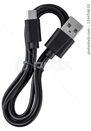 Universal USB power cable for smartphones and gadgets. On a white background 134454610