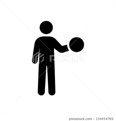 Man Holding Circle Shape Icon 134454769