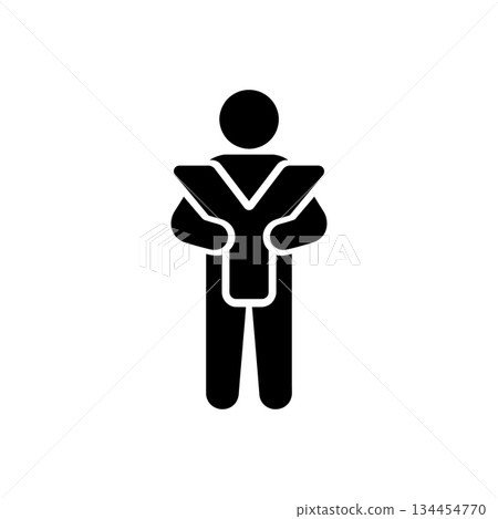 Man Holding Y Alphabet Icon 134454770