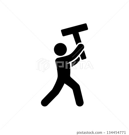 Man Holding T Alphabet Icon Man Holding T Alphabet Icon 134454771