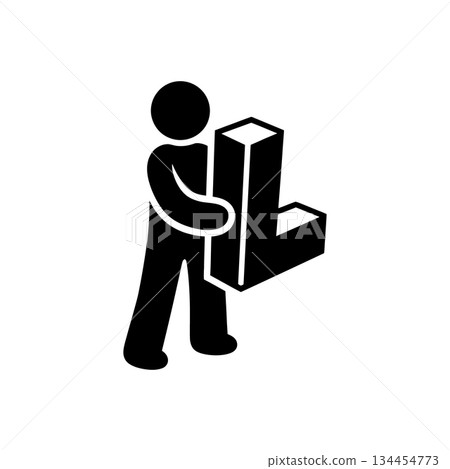 Man Holding L Alphabet Icon Man Holding L Alphabet Icon 134454773