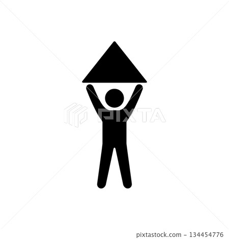Man Holding Triangle Shape Icon 134454776