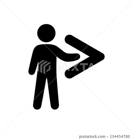 Man Holding Greater-Than Sign Icon 134454780
