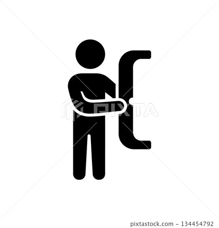 Man Holding Bracket Symbol Icon 134454792