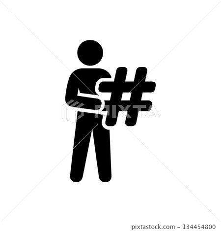 Man Holding Hash Symbol Icon Man Holding Hash Symbol Icon 134454800