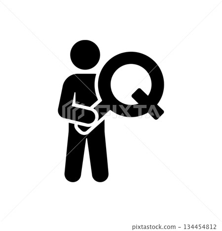 Man Holding Q Alphabet Icon 134454812