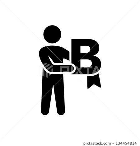 Man Holding B Ribbon Icon 134454814
