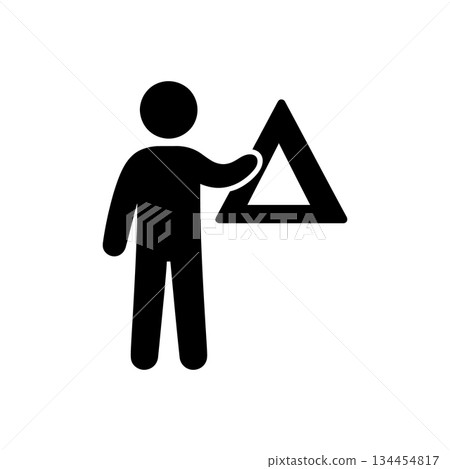 Man Holding Triangle Frame Icon Man Holding Triangle Frame Icon 134454817
