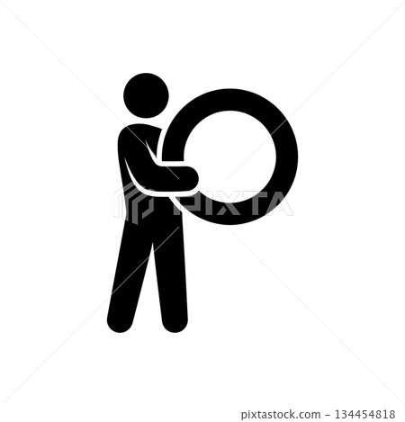 Man Holding Ring Shape Icon 134454818