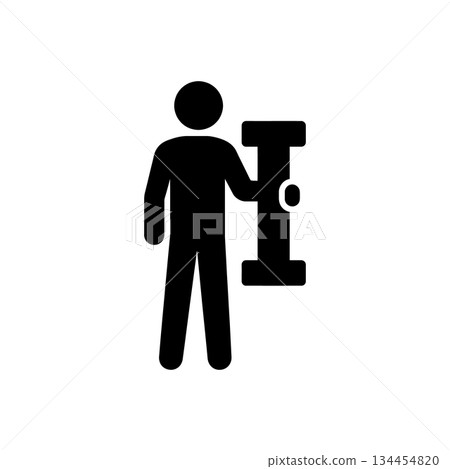 Man Holding I Alphabet Icon 134454820