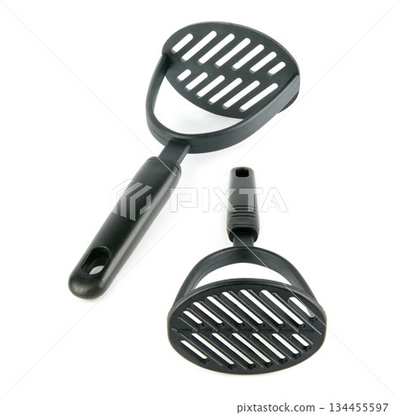 Pair of Black Plastic Potato Mashers Isolated on White Pair of Black Plastic Potato Mashers Isolated on White 134455597
