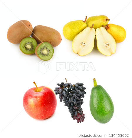 Assortment of Fresh Fruits Isolated on White Background 134455602
