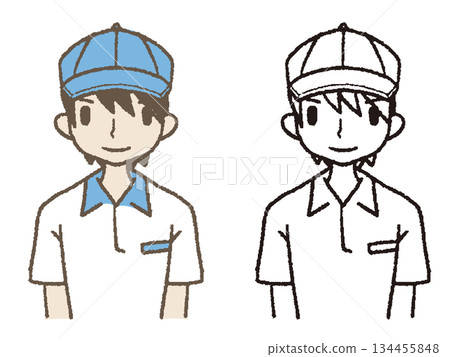 Hand-drawn worker front view 134455848