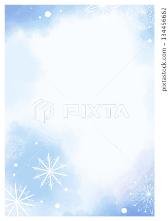 Vertical winter template with snowflakes on watercolor background 134456662