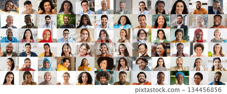 A collage of joyful faces from different backgrounds and cultures, reflecting a vibrant sense of community and connection among a diverse group of individuals celebrating their shared happiness. A collage of joyful faces from different backgrounds and cultures, reflecting a vibrant sense of community and connection among a diverse group of individuals celebrating their shared happiness. 134456856