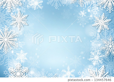 Winter banner with snowflakes on a blue background. Christmas background with snowfall. Winter banner with snowflakes on a blue background. Christmas background with snowfall. 134457646