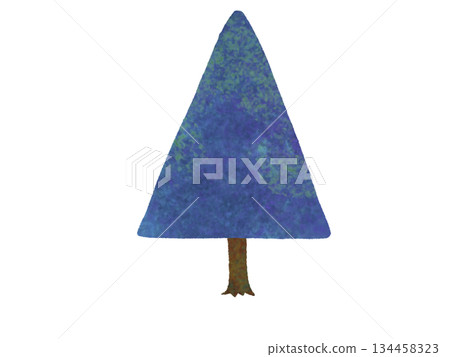 藍色手繪針葉樹 134458323