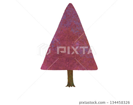 Red hand-drawn coniferous tree 134458326