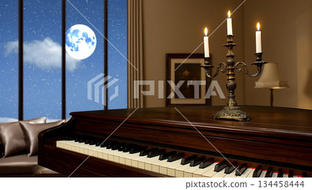 The Candle Holder On The Piano 134458444