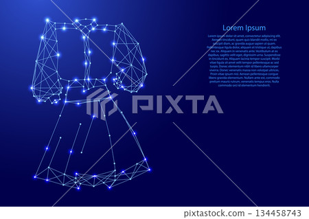 womens dress with sleeves from futuristic polygonal blue lines and glowing stars for banner, poster, greeting card 134458743