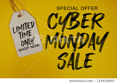 Cyber Monday Sale Special offer with Price tag Limited Time Offer Shop Now 134459640
