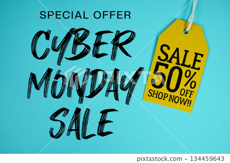 Cyber Monday Sale Special offer with Price tag Sale 50% Shop Now Cyber Monday Sale Special offer with Price tag Sale 50% Shop Now 134459643