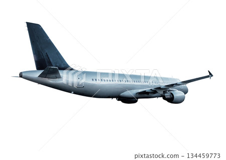 Passenger plane fly isolated on white background 134459773