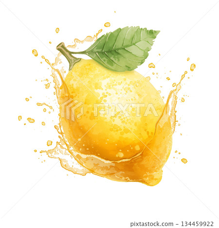 Yellow Lemon Splashing in Water Against a White Background During a Sunny Day 134459922