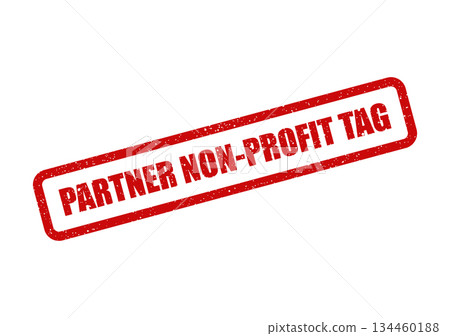 Grunge effect rectangular tag with PARTNER NON PROFIT TAG for designating non profit affiliations 134460188