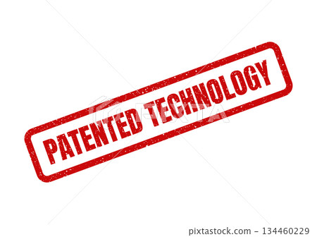 Grunge effect rubber stamp with the bold text Patented Technology indicating legal protection for an invention Grunge effect rubber stamp with the bold text Patented Technology indicating legal protection for an invention 134460229